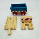 Wagon Blue with Buffer and Track Wooden - New in Box