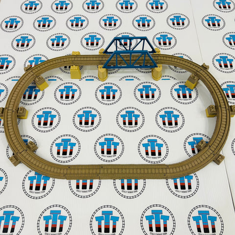 Elevated Blue Bridge Custom Oval Set Used - Trackmaster