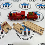 Big Red Engine with Track and Buffer BIGJIGS Rail Wooden - New in Box