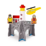 Lighthouse 4 Way Tunnel with Lighthouse, 2 People, House and Helicopter BIGJIGS Rail Wooden - New in Box