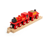 Big Red Engine with Track and Buffer BIGJIGS Rail Wooden - New in Box