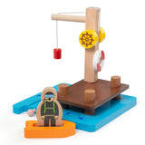 Crane Dock, Dingy & Diver BIGJIGS Rail Wooden - NEW in Box