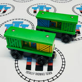 Box Cars Green Pair (Learning Curve 2000) Wooden - Used