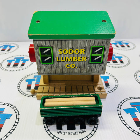Sodor Lumber Co. with Log Car (1997) and 2 Logs Fair Condition/Marked #5 Wooden - Used