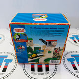 Sodor Cargo Crane (2000) with Cargo Car (1997 Fair Condition Chipping Paint) Clickity Clack Wooden - Used in Box