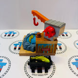 Brendam Fishing Dock with 3 Fish (Marked/ 2 Glued Tails) & Egg Cargo Car Fair Condition Wooden - Used