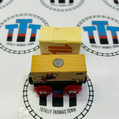 BRIO Bumble Bee Cargo Car with Discoloured Container Wooden - Used