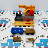 Cargo Transfer Station with 2 Cargo Pieces, 1 Cargo Car, 1 Flatbed and Sound #1 Wooden - Used