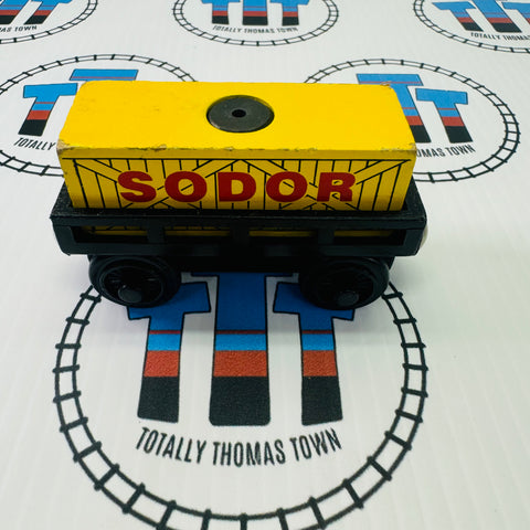 Cargo Car Black with Yellow and Red Cargo Fair Condition Wooden - Used