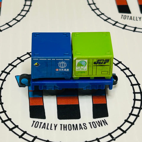 Blue and Green Container Car Pull Along Capsule Plarail - Used