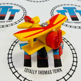 Airfield with Tiger Moth Plane #2 (Only Spins Once) Good Condition Rare Wooden - Used