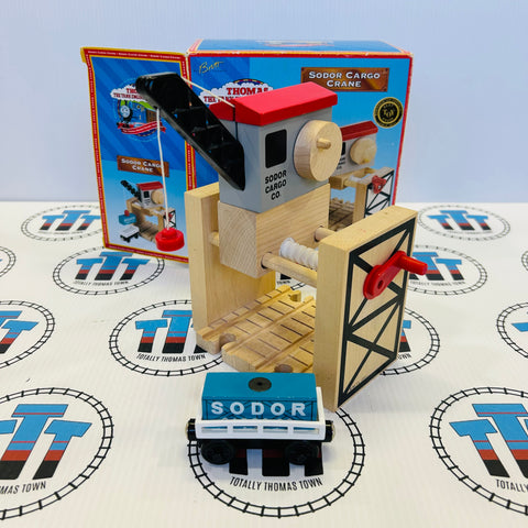 Sodor Cargo Crane with Cargo Car (2000) Clickity Clack Wooden - Used in Box