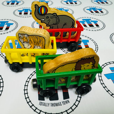 Circus Trains (Learning Curve) with Elephant, Tiger and Lion Good Condition Wooden - Used