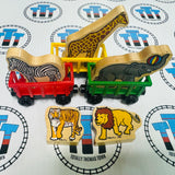 Circus Trains (Learning Curve 1998) with Elephant, Tiger, Lion, Giraffe and Zebra Good Condition Wooden - Used