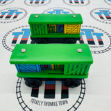 Box Cars Green Pair (Learning Curve 2000) Wooden - Used