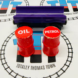 Purple Barrel Car with Damaged Oil and Petrol Barrels Fair Condition Wooden - Used