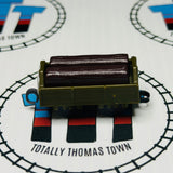 Green/Brown Troublesome Truck Eyes Closed with Logs Pull Along Capsule Plarail - Used