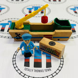 BRIO Lighthouse Boat with Cargo and Person (Fair Condition) 33677 #2 Wooden - Used