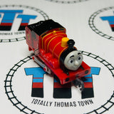 James Newer Face Red Wheels Missing/Peeling Stickers Pull Along Capsule Plarail - Used
