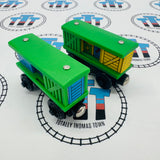 Box Cars Green Pair (Learning Curve 2000) Wooden - Used