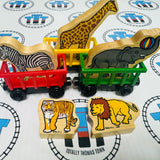 Circus Trains (Learning Curve 1998) with Elephant, Tiger, Lion, Giraffe and Zebra Good Condition Wooden - Used