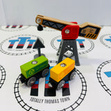 Crane with Cargo Cars Hape Brand Used - Wooden