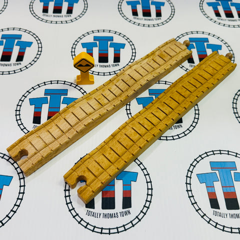 12" Bumpy Track Clickity Clack 2 Pieces with Sign Fair Condition Stained Wooden - Used