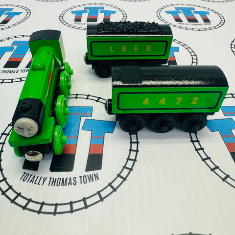 Flying Scotsman with 2 Tenders #4 (Learning Curve 1999) Rare Good Condition Wooden - Used