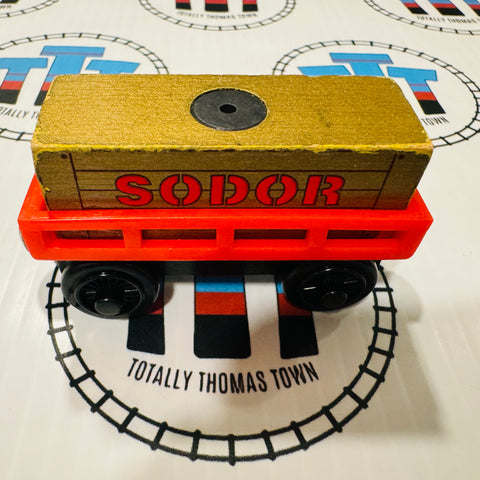 Cargo Car Red with Gold Cargo Fair Condition Wooden - Used