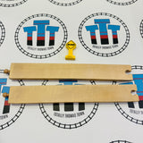 2 rails cahoteux de 30,5 cm « clic-clac » avec panneau, bon état, bois teinté - Occasion