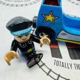 BRIO Police Car #2 with Lights & Sound (Discoloured) with Figure (Brittle Fair Condition) 33540 Wooden - Used
