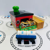 Sodor Dairy Farm with 2 Cows, 2 Milk Barrel and 1 Barrel Car #2 Fair Condition Wooden - Used
