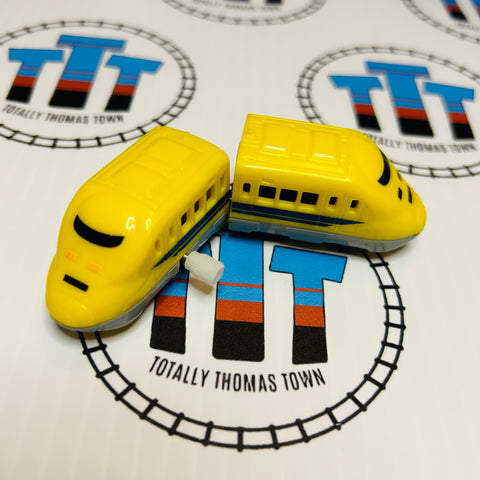 Doctor Yellow Set T4 Shinkansen with Rear Car Capsule Plarail Wind Up - Used