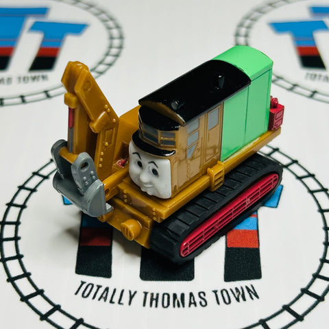 Oliver the Excavator with Treads No Stickers Missing Red Bar Pull Along Capsule Plarail - Used
