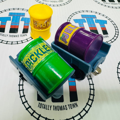 Cargo Car and Barrels (1 ripped) Used - Interactive Railway