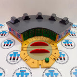 Roundhouse with Turntable (Stained) #2 Chip in Track (Doesn't Affect Use) Older Style Roof Wooden - Used