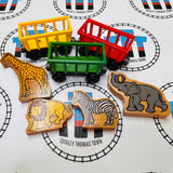 Circus Trains (Learning Curve 1996) with Elephant, Lion, Giraffe and Zebra Wooden - Used