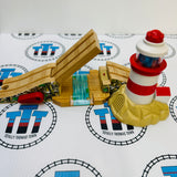 Lighthouse & Drawbridge with Lights and Sound #1 Drawbridge DOESN’T work missing battery cover Wooden - Used