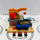 Cargo Transfer Station with 2 Cargo Pieces, 1 Cargo Car, 1 Flatbed and Sound #3 Chipping Paint Wooden - Used