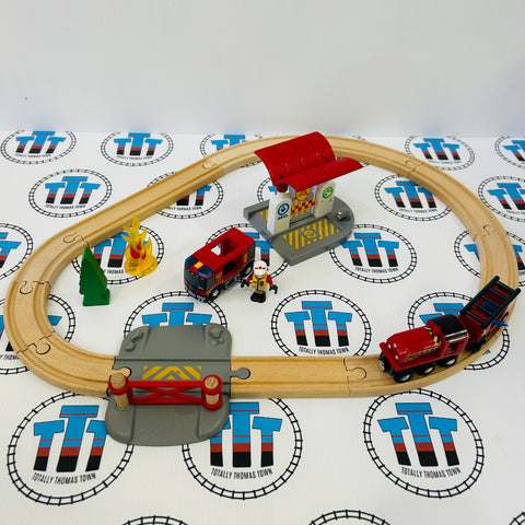 BRIO 33815 Rescue Firefighter Set Complete with Trains Wooden - Used