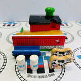 Sodor Dairy Farm with 2 Cows, 2 Milk Barrel and 1 Barrel Car #2 Fair Condition Wooden - Used