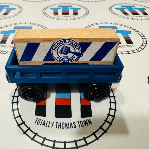 Blue Cargo Car with Sodor Paint Company Cargo Wooden - Used
