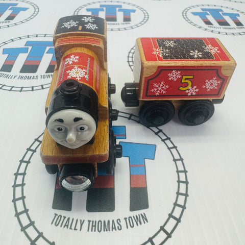 Snowy James and Tender (Damaged Nose)  (Thomas Wood Unpainted) Good Condition Wooden - Used