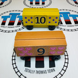 Whittle Shortline Number Train 1-10 and Caboose (#2 Chipping Paint/#8 Car Glued/Repaired Base) Generic Brand Wooden - Used