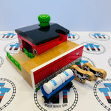 Sodor Dairy Farm #1 with 2 Cows, 1 Milk Barrel and 1 Barrel Car Good Condition Rare Wooden - Used