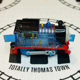 Clear Glitter Thomas Grinning Newer Face Peeling/Missing Stickers Capsule Plarail Wind Up - Used