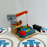 Brendam Fishing Dock #4 with 3 Fish (1 Damaged) and Cargo Car Wooden - Used