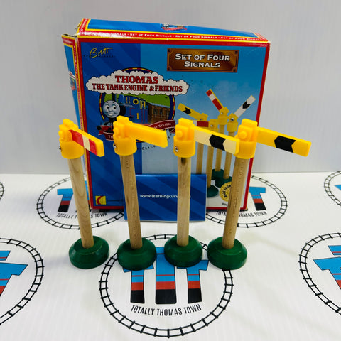 Set of 4 Signals Missing Sticker with Box (Learning Curve) Wooden - Used