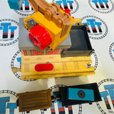 Cargo Transfer Station #2 with 2 Cargo Pieces, 1 Cargo Car, 1 Flatbed and Sound Fair Condition Marked #1 Wooden - Used