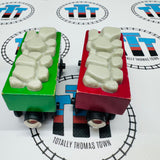 China Clay Cars Green and Red (Learning Curve 1997) Rare Good Condition Wooden - Used
